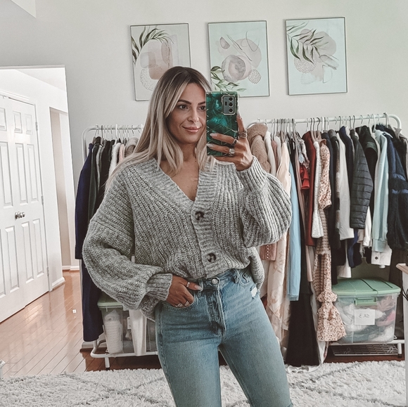 Madewell Sweaters - Madewell Waller Grey Crop Cardigan Sweater